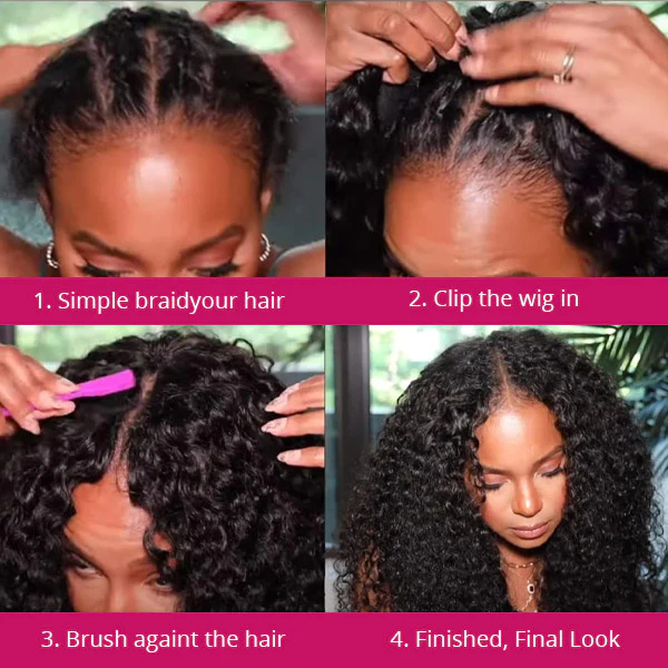 4C Hairline Wig Kinky Edge 13×4 HD Lace Front Wig Curly Hair Wigs 4×4 Lace Closure Wig