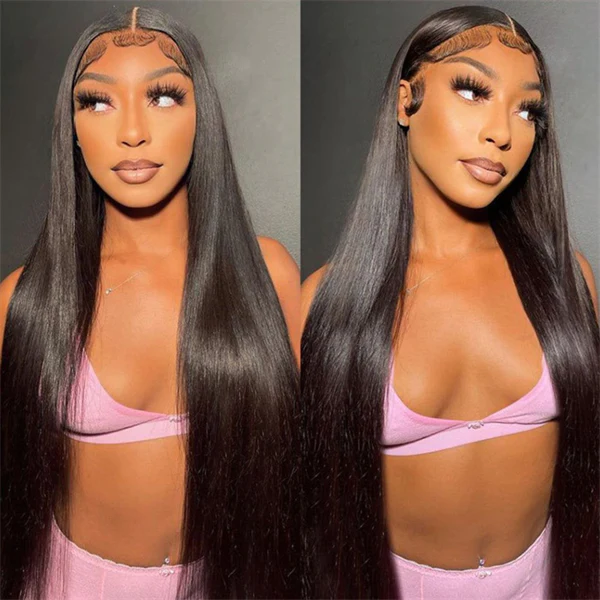 13×4 Lace Front Wig Deep Wave Human Hair Pre Cut Glueless Wigs With Elastic Band